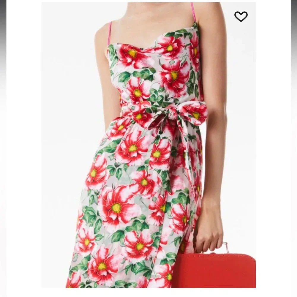 NWT Alice and Olivia Samantha Cowl Neck Midi Dress Silk and viscose - Picture 5 of 6